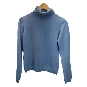 I LEVRIERI Italy Womens 100% Light Blue Turtleneck Pullover Sz S Quiet Luxury